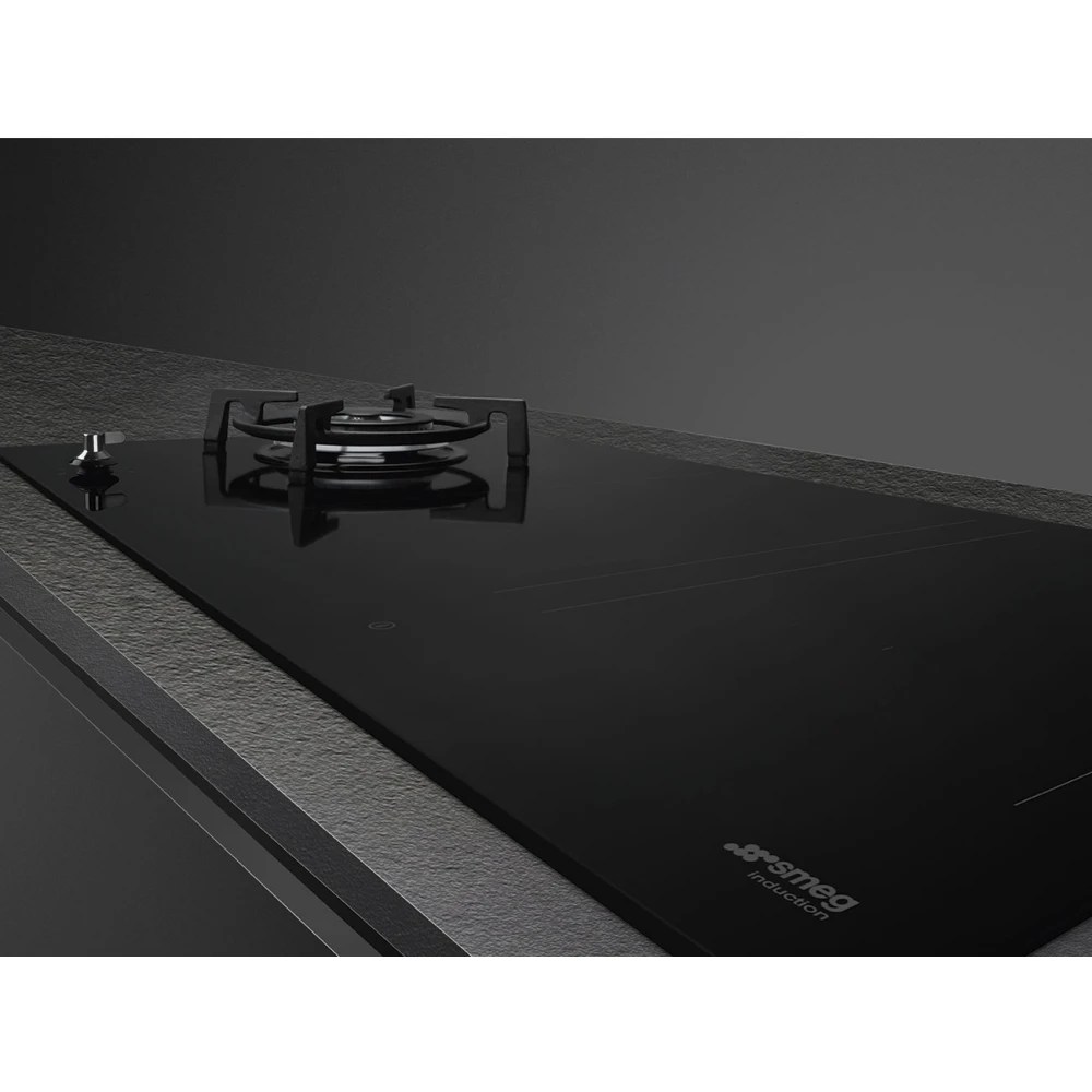 Smeg PM3953D Classic 90cm Frameless Mixed Induction And Gas Hob BLACK