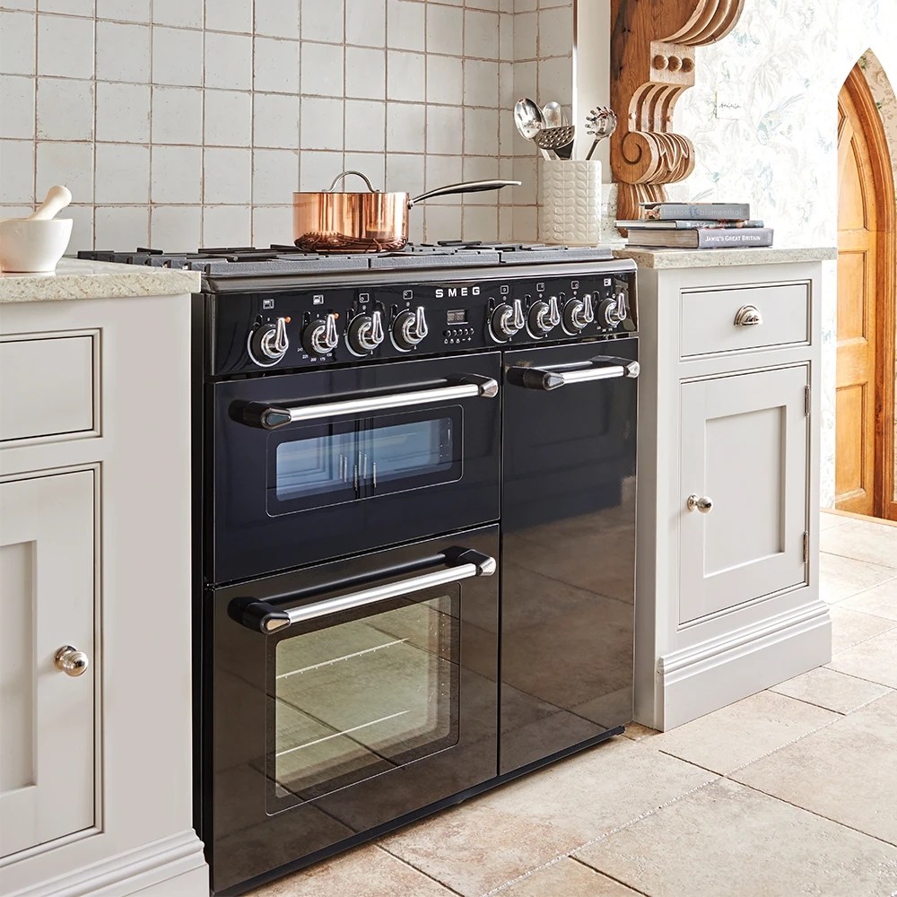 Smeg BU93BL 90cm Burghley Dual Fuel Range Cooker BLACK Appliance City