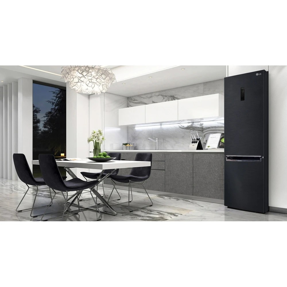 LG GBB72MCUFN 60cm Frost Free Fridge Freezer BLACK STEEL Appliance City