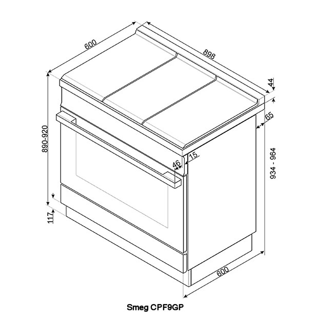 Smeg CPF9GPX 90cm Portofino Pyrolytic Dual Fuel Range Cooker
