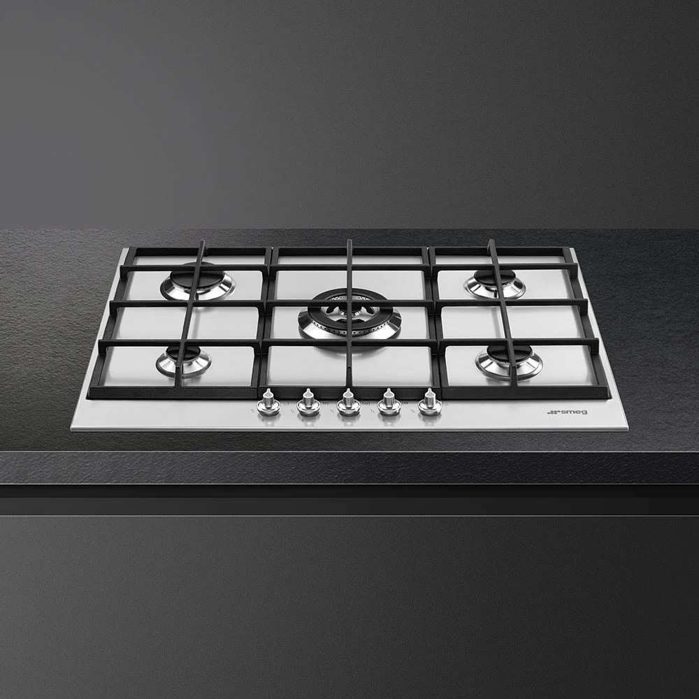 Smeg PX175 73cm Linea 5 Burner Gas Hob STAINLESS STEEL Appliance City