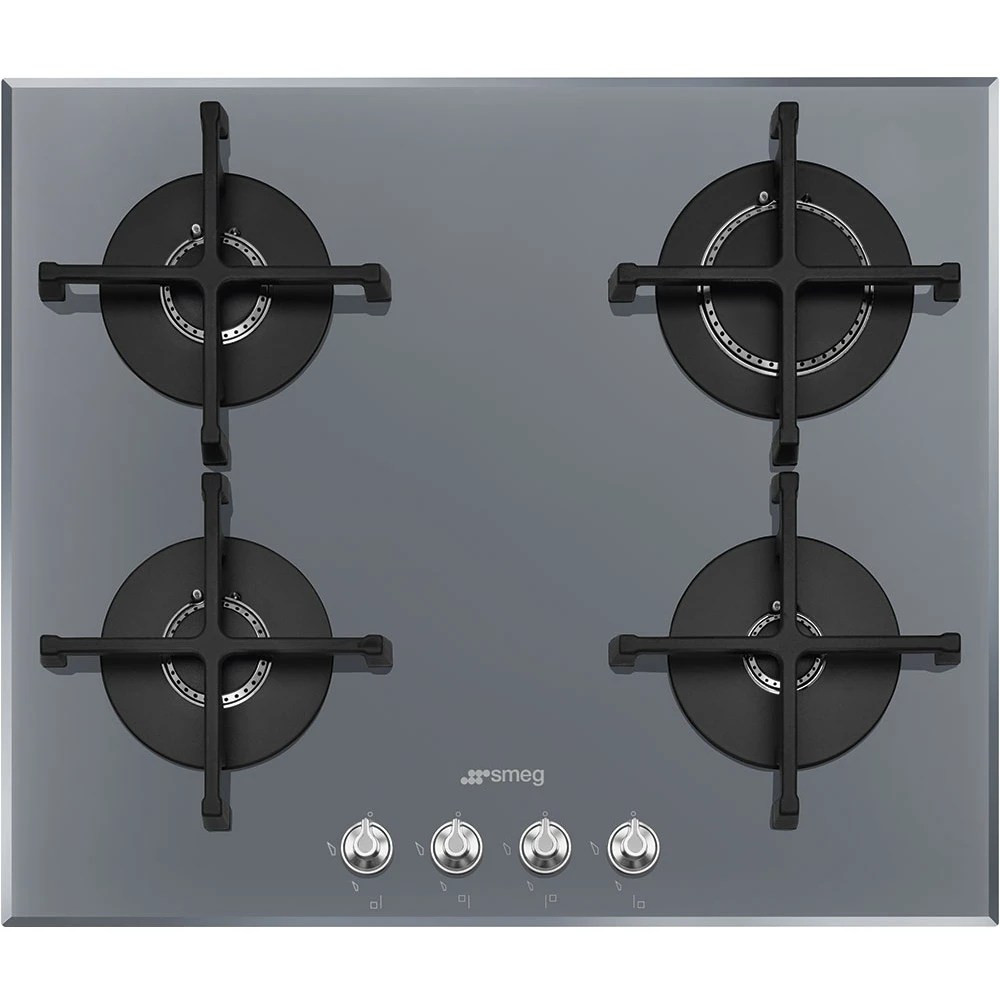 Smeg PV164S2 60cm Linea 4 Burner Gas On Glass Hob SILVER Appliance City