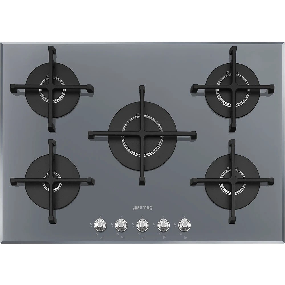 Smeg PV175S2 72cm Linea 5 Burner Gas On Glass Hob SILVER Appliance City