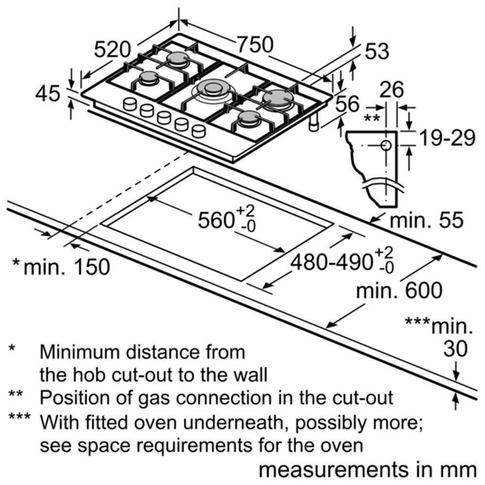 Neff T27DS59N0 75cm 5 Burner FlameSelect Gas Hob STAINLESS STEEL Appliance City