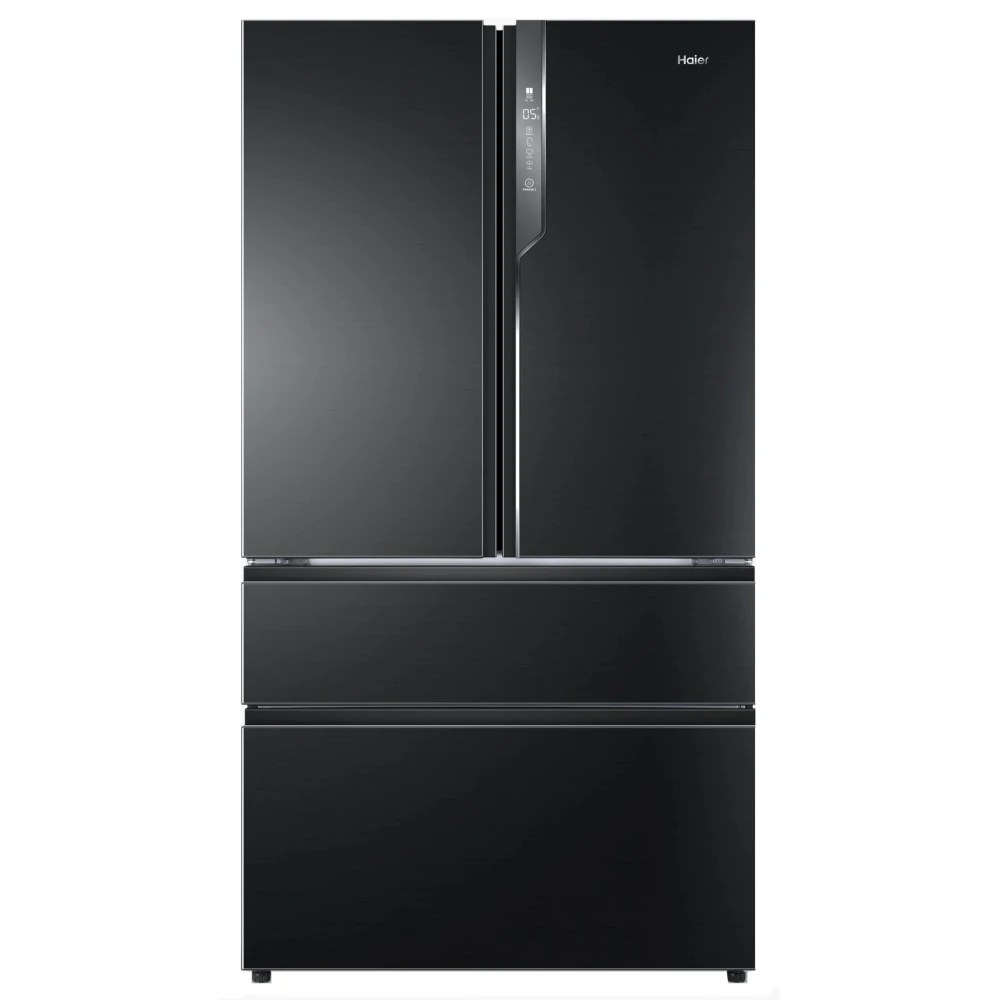 Haier HB26FSNAAA 100cm French Style 4 Door Fridge Freezer BLACK STEEL
