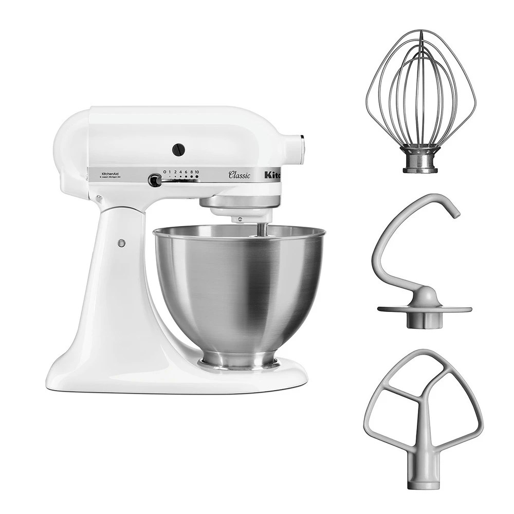KitchenAid 5K45SSBWH Classic Stand Mixer 4.3 Litre WHITE Appliance City