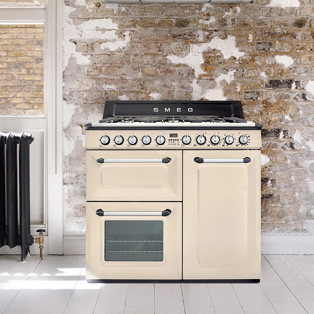 Smeg TR103P 100cm Victoria Dual Fuel Range Cooker CREAM Appliance City
