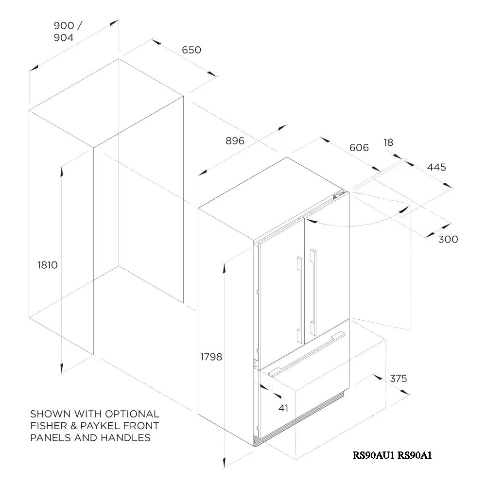 Fisher Paykel RS90A2 90cm Integrated French Style Fridge Freezer Non