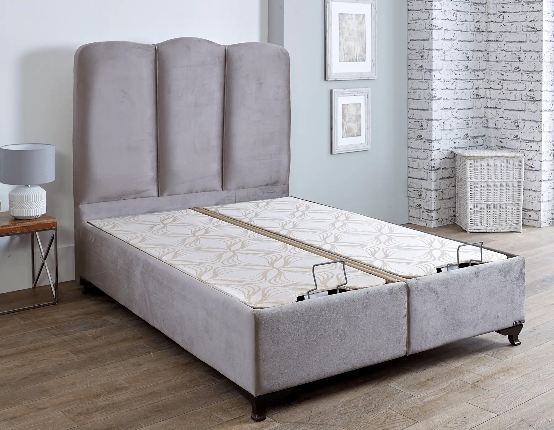Oxford Solid Base Ottoman Bed Dual Storage Compartments BEDZONE™