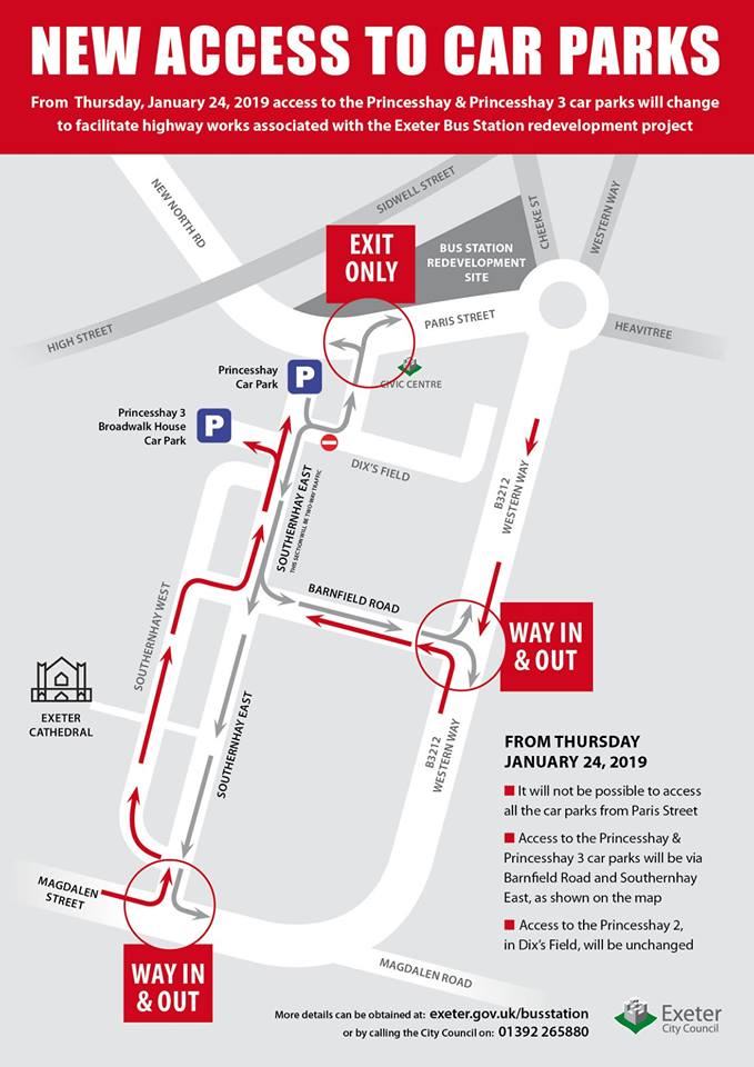 New route in to Exeter City Centre Car parks Radio Exe