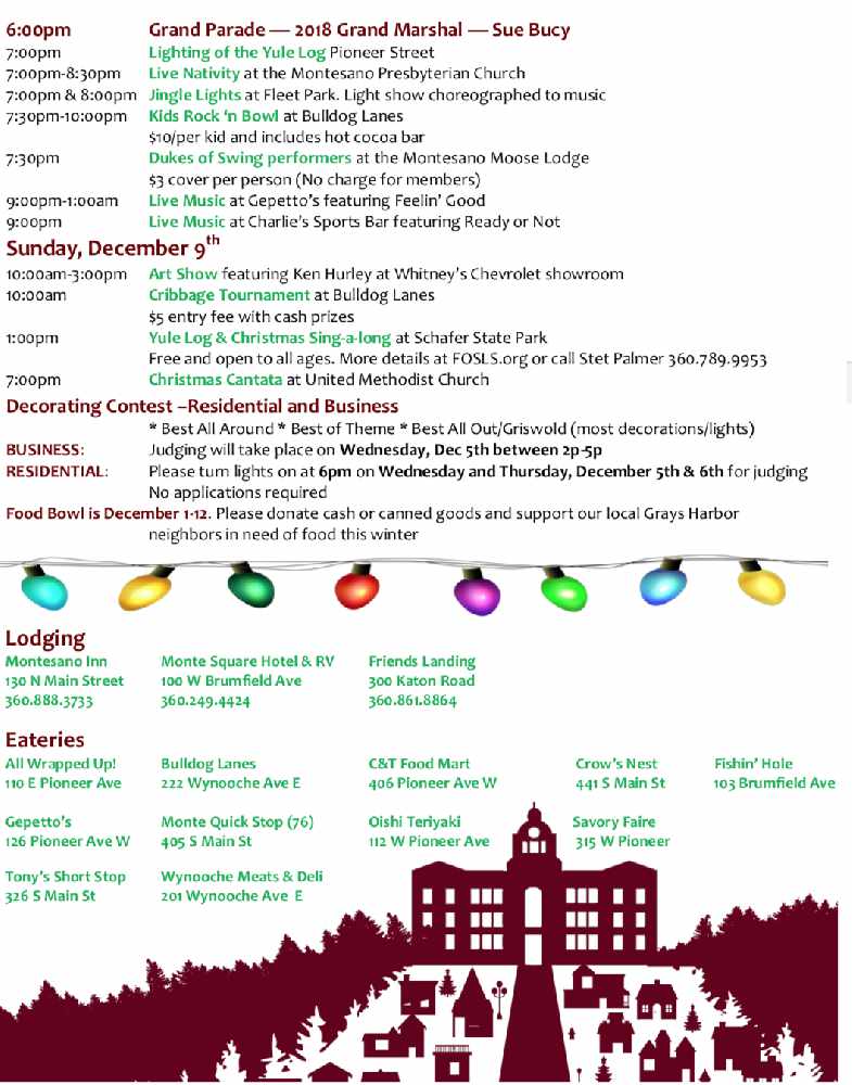 Montesano Festival of Lights Celebration Dec. 7th, 8th & 9th 95.3 KGY