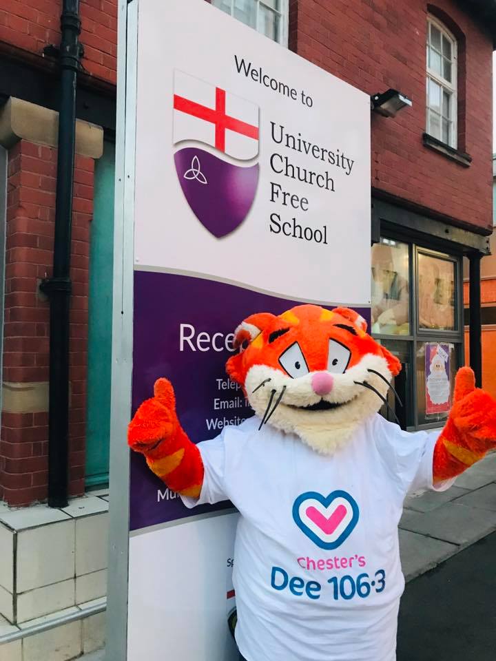 Chester the Cat and the Dee Team have been at Grovesnor Park C of E