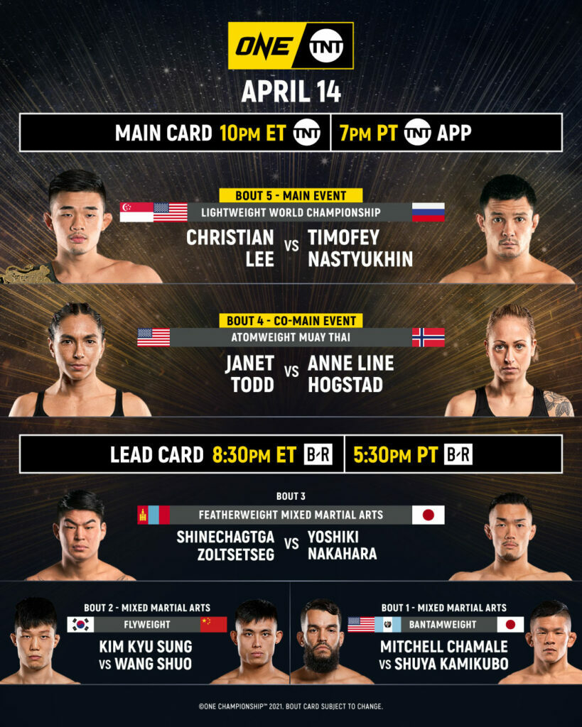 ONE on TNT 2 WEIGHTS, BETTING ODDS & START TIME REAL COMBAT MEDIA