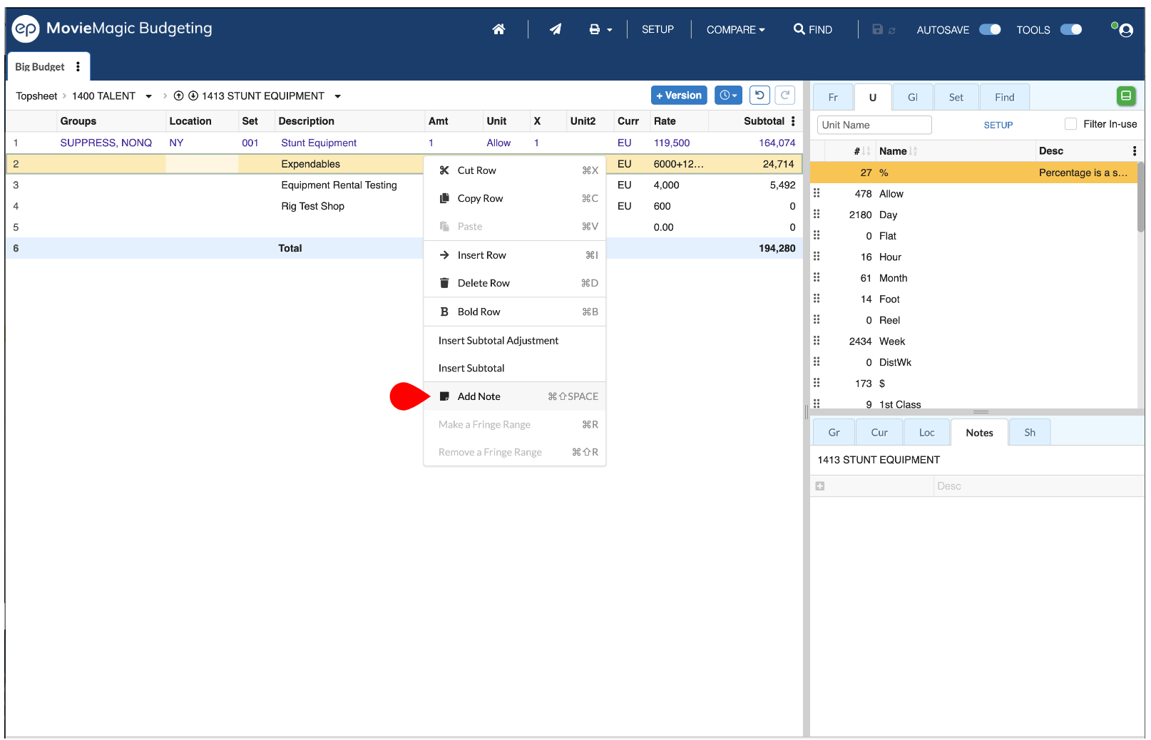 Notes Movie Magic Budgeting Manual