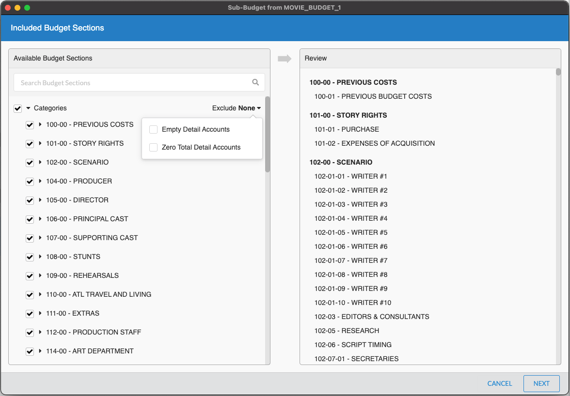 SubBudgets Movie Magic Budgeting Manual