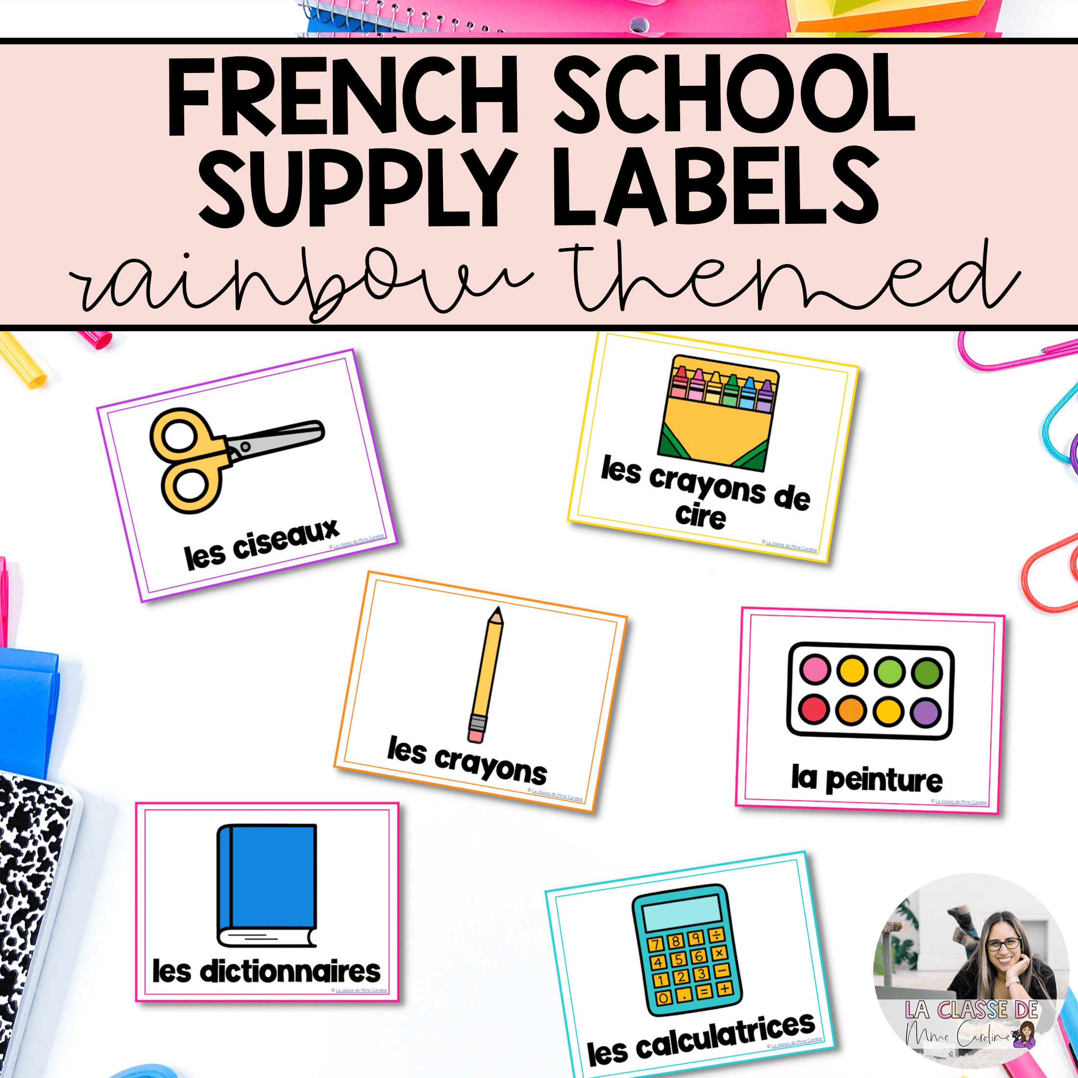 French Classroom Supply Labels / Étiquettes pour les fournitures