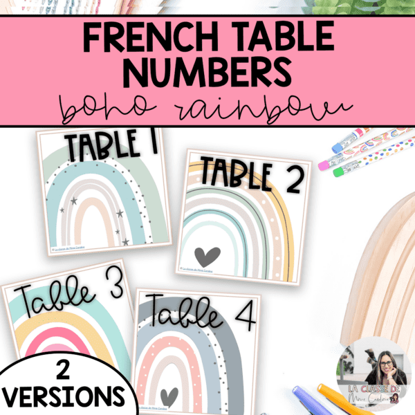 Table Numbers (110) Boho Rainbow Classroom Decor 2 Versions La