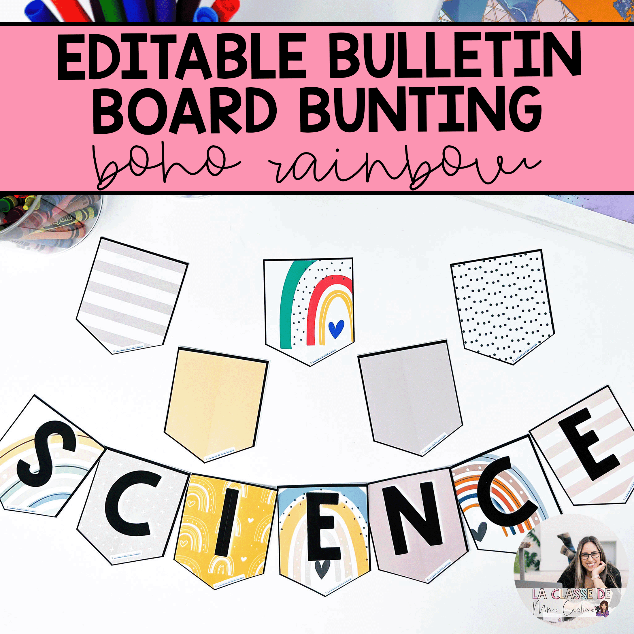 Bulletin Board Letters Boho Rainbow Classroom Decor Editable La