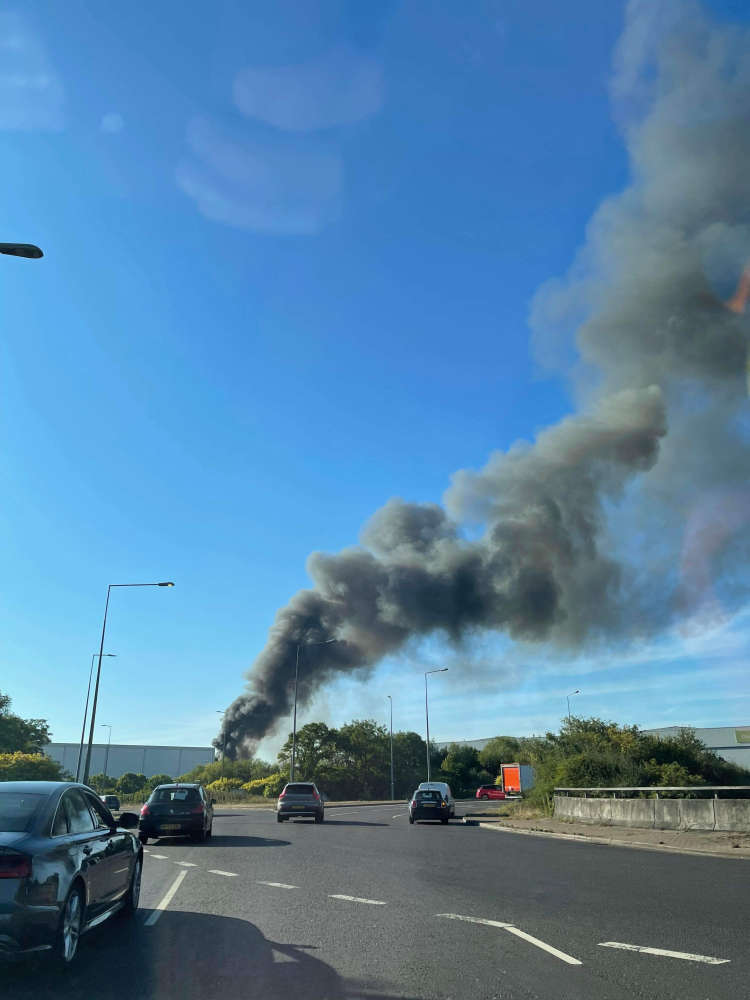Large smoke plume visible across Milton Keynes as lorry fire spreads