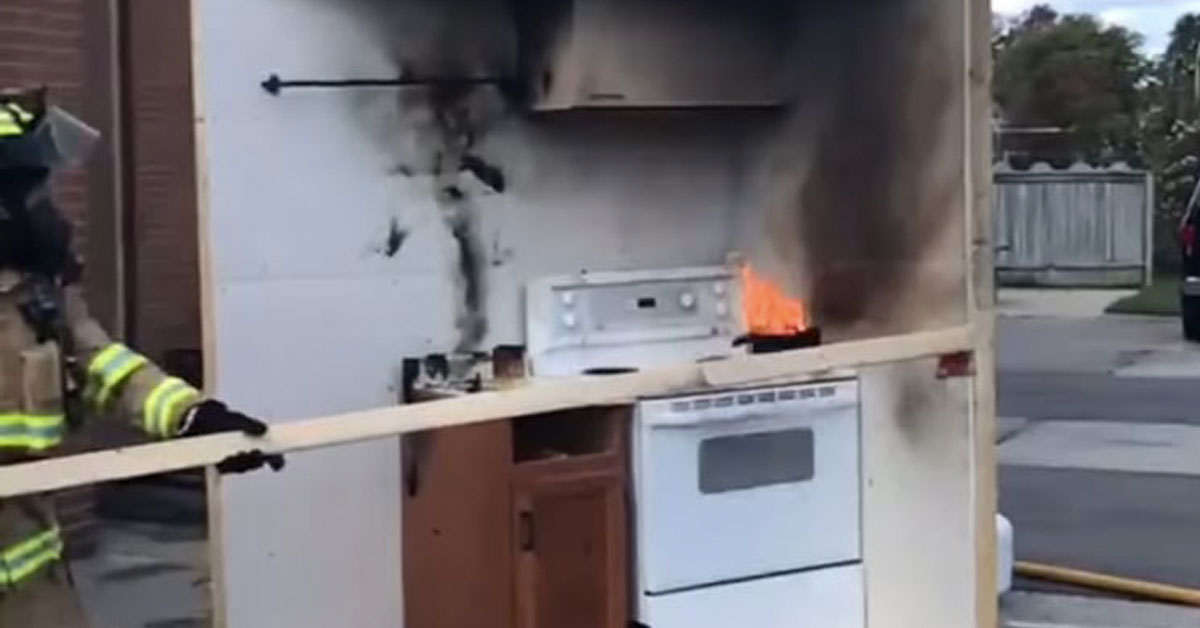 Terrifying footage shows what happens if you throw water on a grease