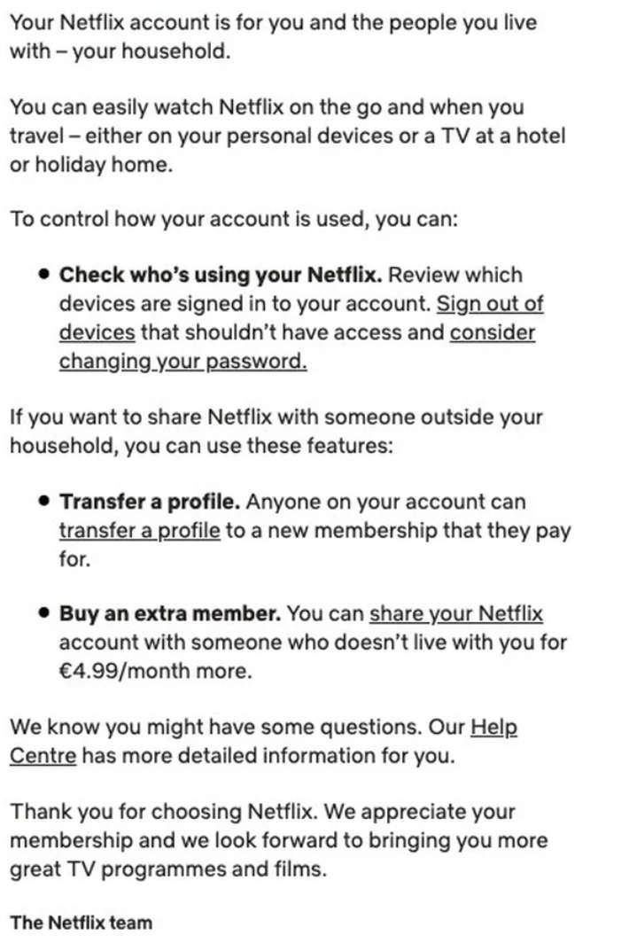Netflix Ireland and UK launches immediate crackdown on password sharing