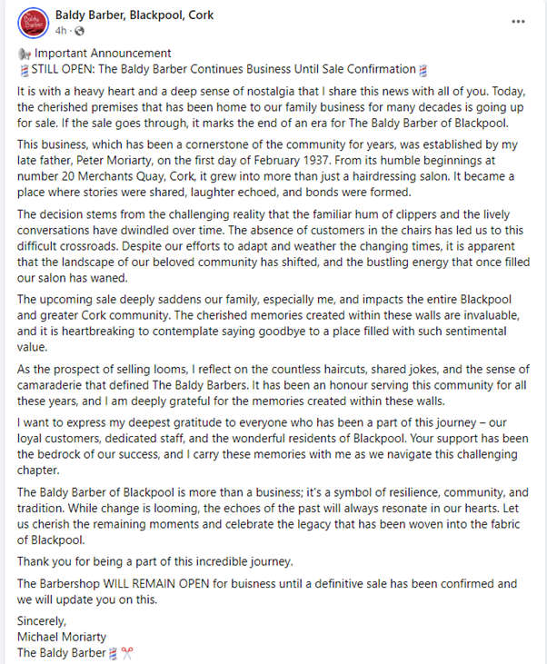 Iconic Cork city nearing the end of an era. Cork's 96FM