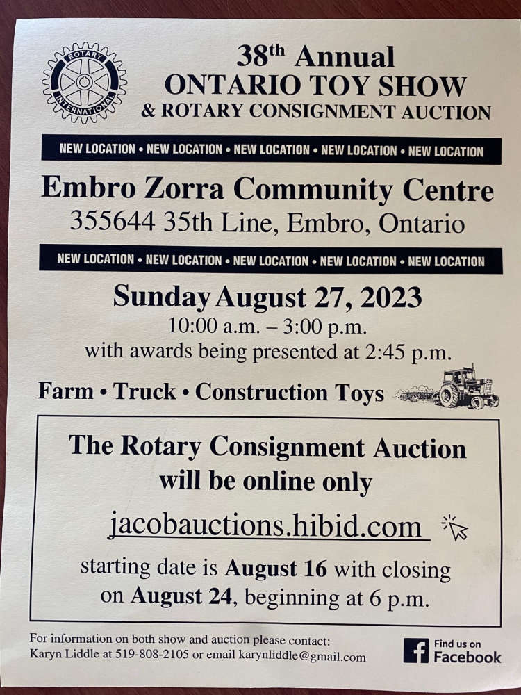 38th Annual Ontario Toy Show & Rotary Consignment Auction 104.7 Heart FM