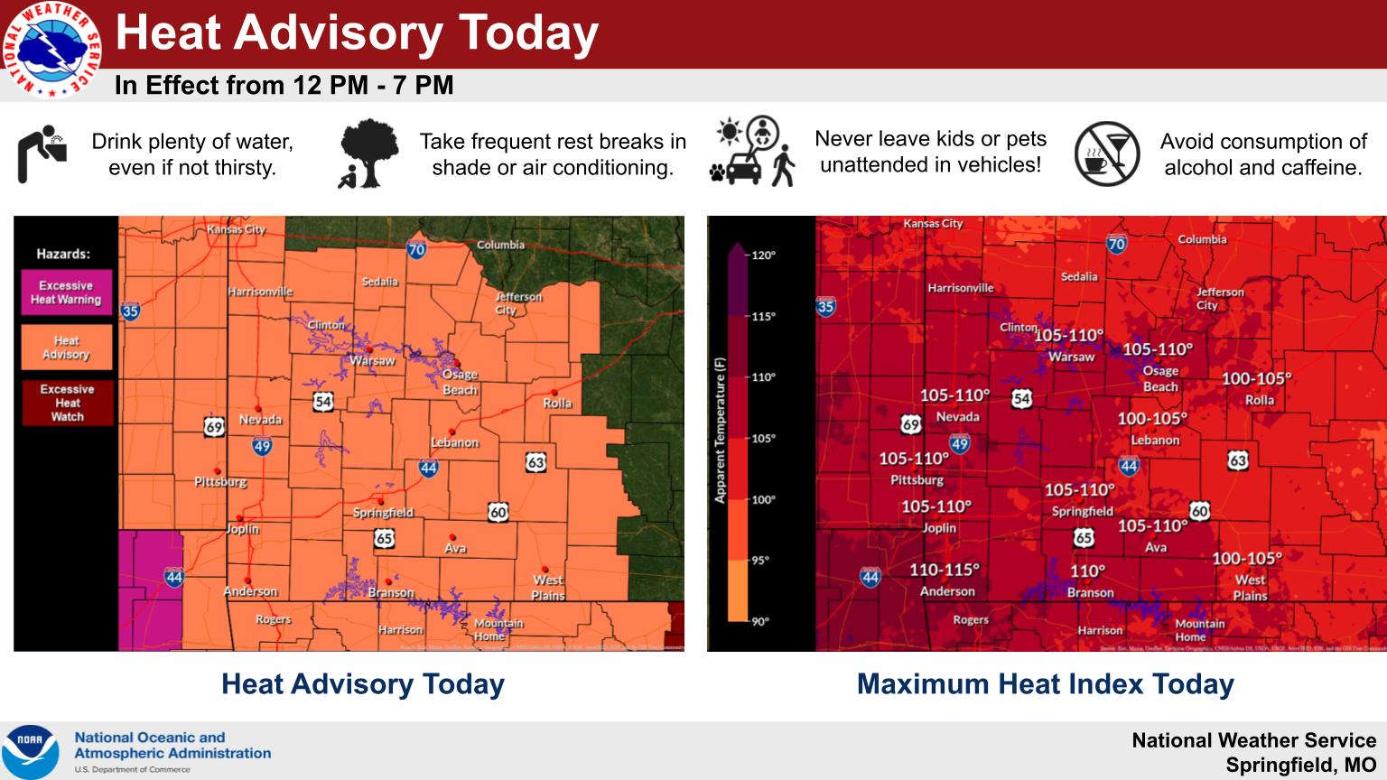 Heat Advisory For Lakes Region, Slight Chance of Storms KRZK 106.3