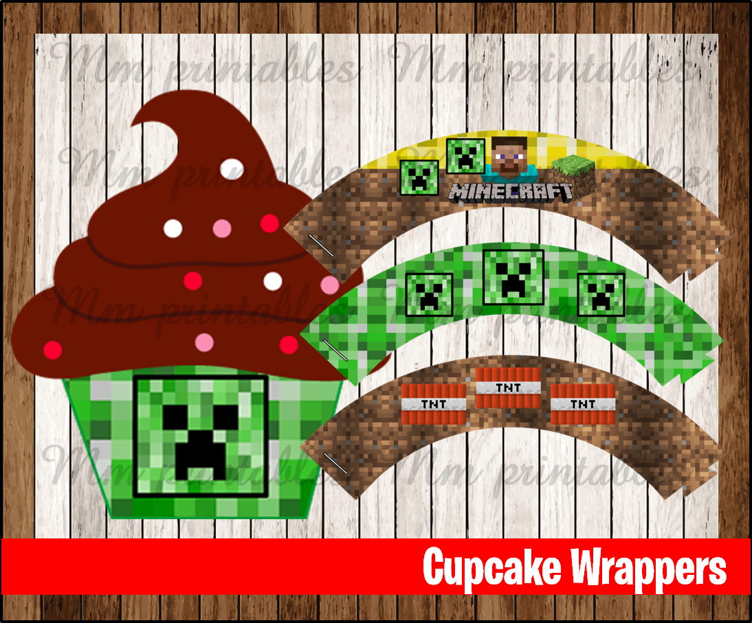 80 OFF SALE Minecraft cupcake wrappers instant download