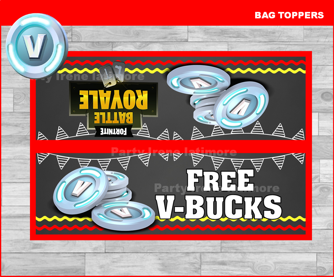 Fortnite VBucks Favor Bags, Printable Party Bag Decor, Gift Bag