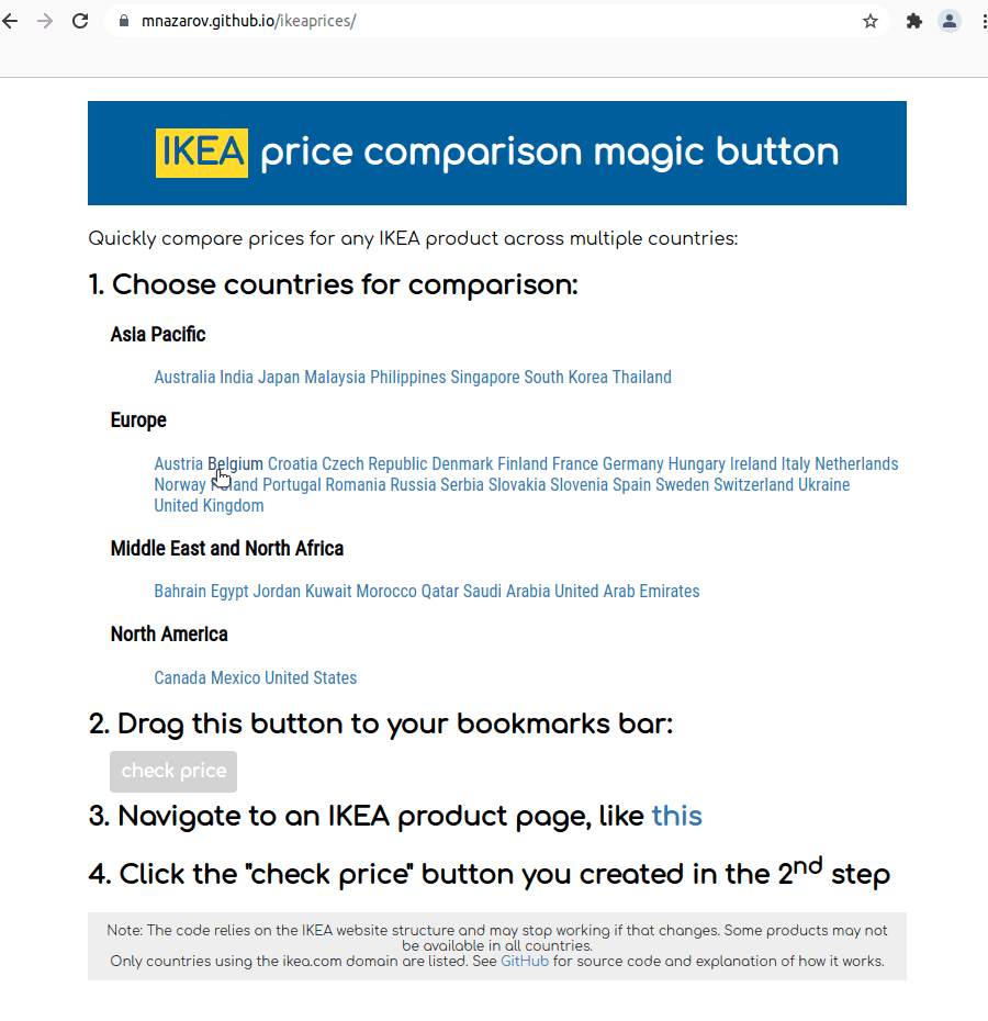 IKEA price comparison magic button