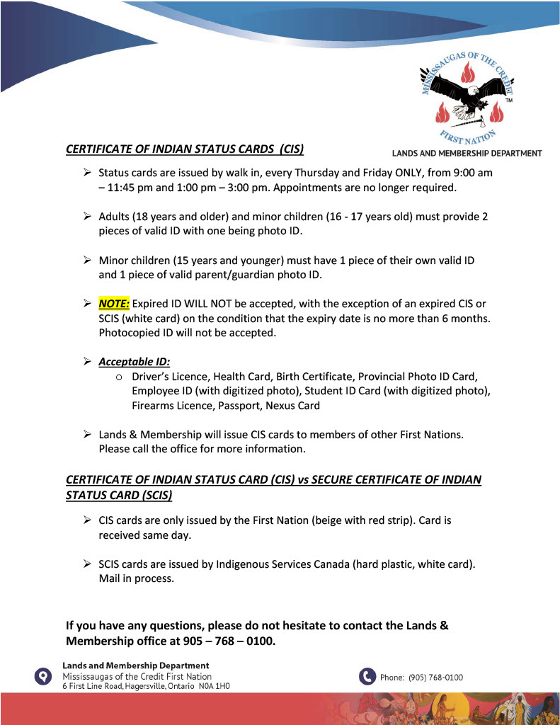 LMR Status Card info Mississaugas of the Credit First Nation