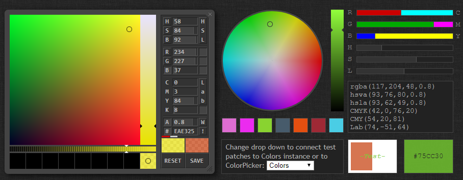Color Picker From Image (RGB HEX CMYK) Online