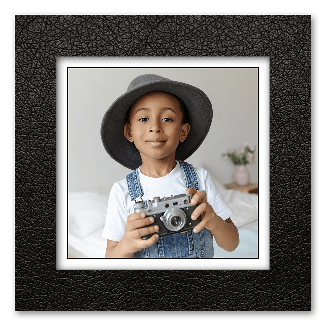Leather Black Border LED Photo Frame Mnoxet Design