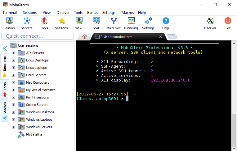 MobaXterm Xserver with SSH, RDP, VNC and X11