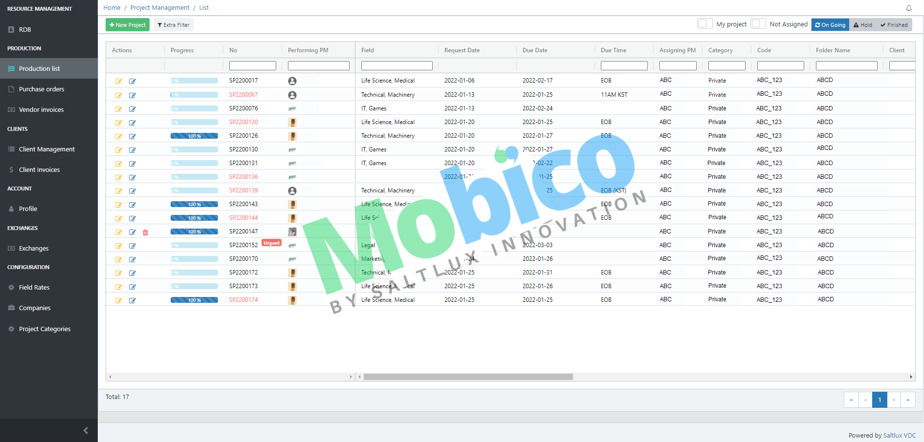 Project Management System VPMS | Mobico by Saltlux Innovation