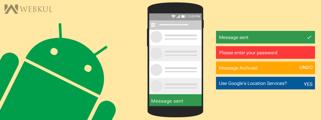 How to make customizable Snackbar in android Mobikul