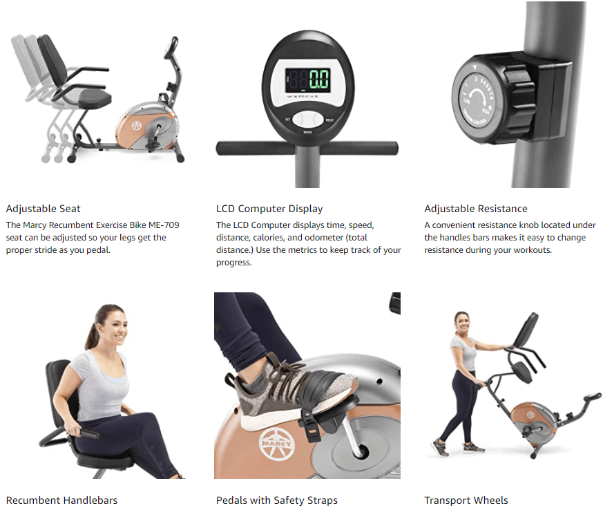 Marcy ME709 Recumbent Exercise Bike with Resistance