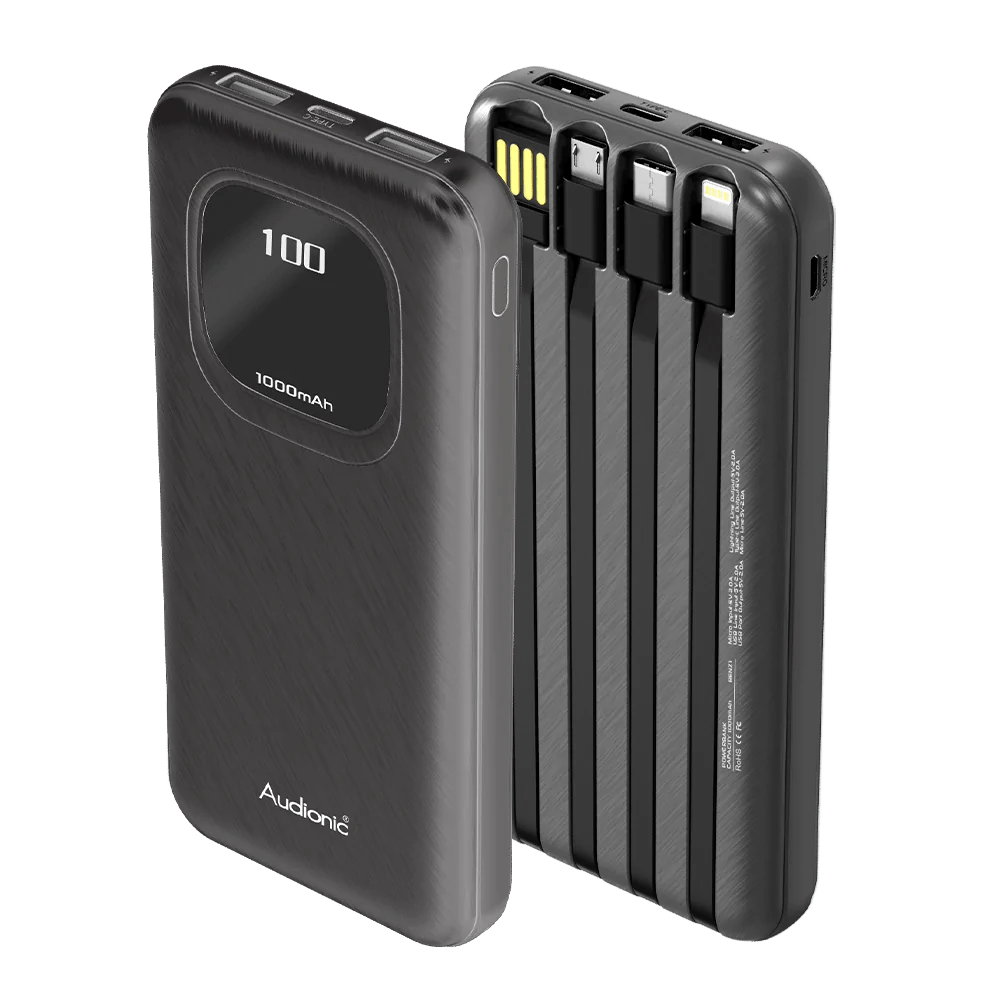 Audionic Benz 10000 mah Power Bank 5x Devices 3 in 1 Cable Mobile Geeks
