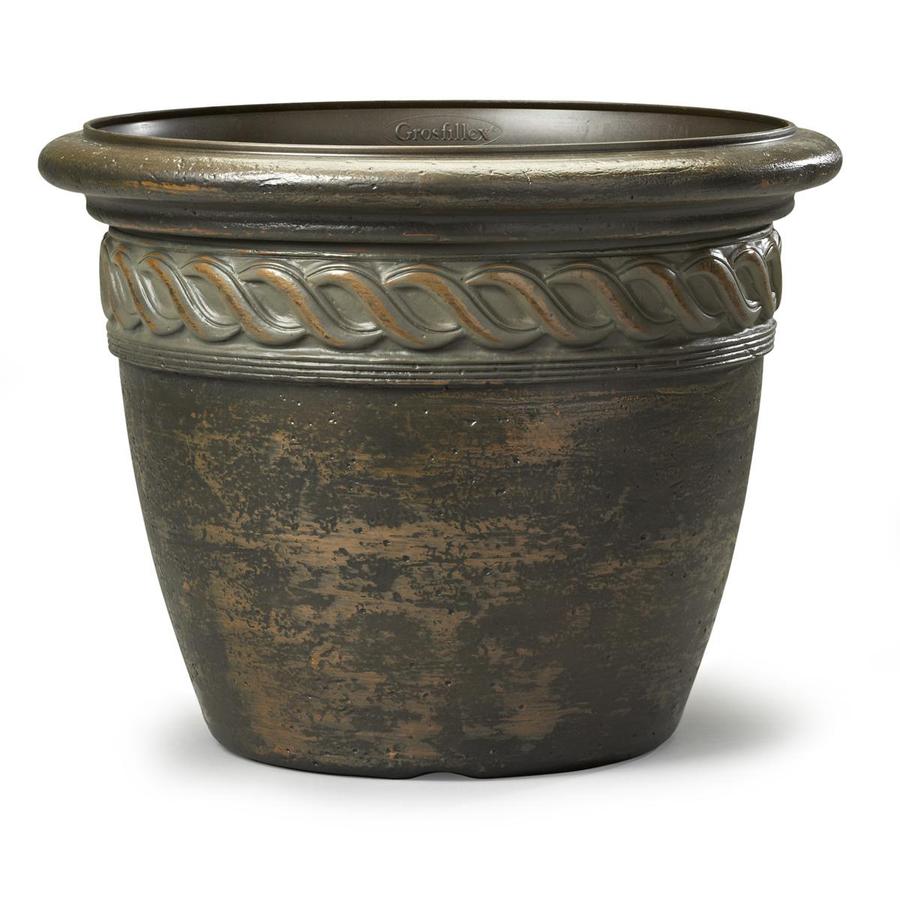 Shop 15.71in x 12.24in Light Bronze Resin Round Planter at