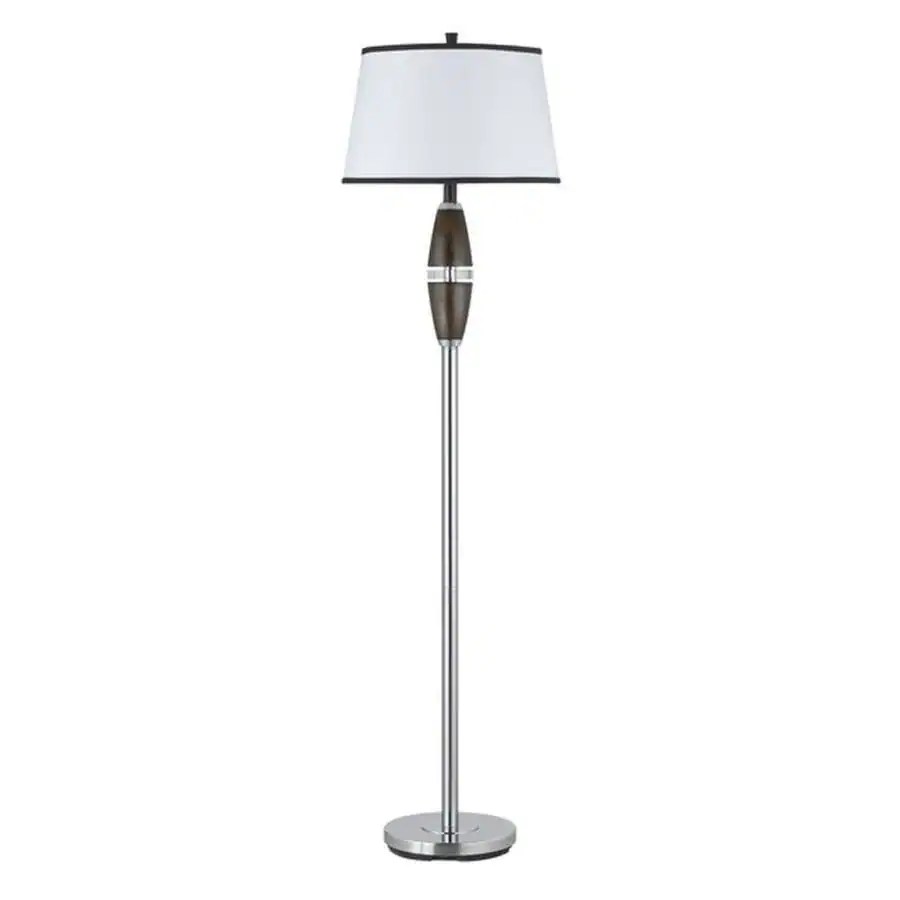 Axis 17in Chrome 3Way Torchiere Floor Lamp with Fabric Shade at