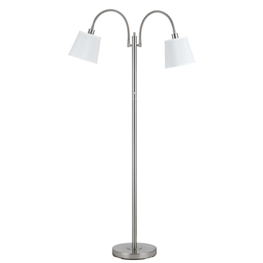 Axis 65in Brushed Steel 3Way MultiHead Floor Lamp with Glass Shade