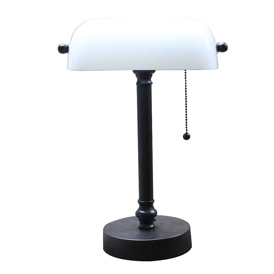 Allen + roth 16in Bronze Desk Lamp with Glass Shade at