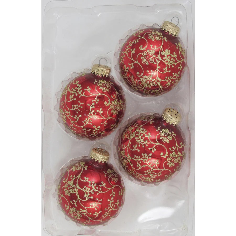 Holiday Living 4Pack Red Spiral Ornament Set in the Christmas