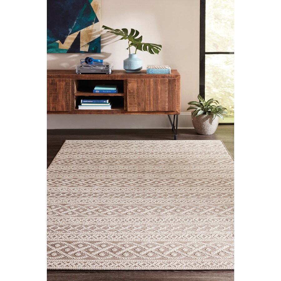 allen + roth Ottolin 5 x 7 Sand Indoor/Outdoor Stripe Area ... (675 x 675 Pixel)