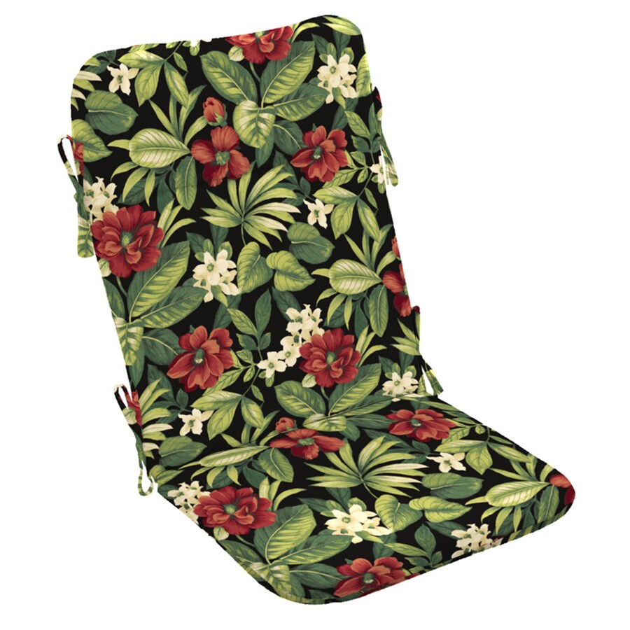 Garden Treasures Sanibel Black Tropical Standard Patio Chair Cushion