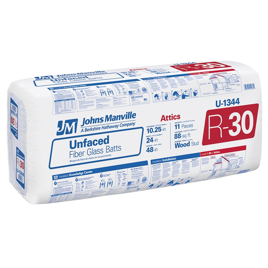 Johns Manville R30 Fiberglass Batt Insulation with Sound Barrier (24