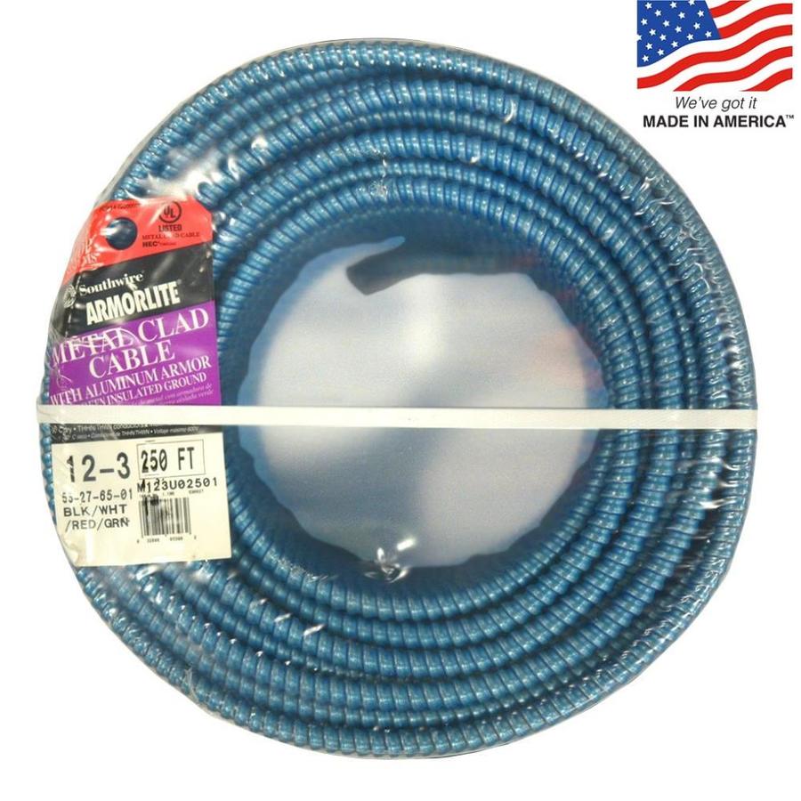Southwire Armorlite 250ft 12/3 Solid Aluminum MC Cable at