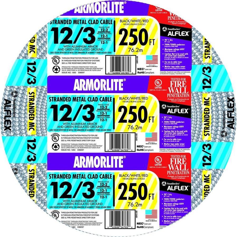 250ft 12/3 Stranded Aluminum MC Cable at