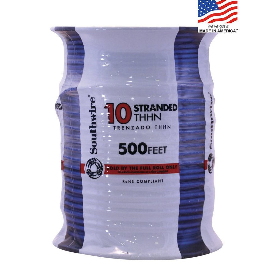 Southwire 500ft 10AWG Stranded Blue Copper THHN Wire (By